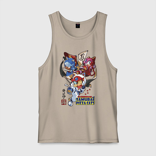 Мужская майка Samurai pizza cats / Миндальный – фото 1
