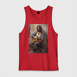 Майка мужская хлопок Моряк гитарист, цвет: красный