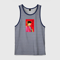 Майка мужская хлопок Чон Джонгук, цвет: синяя тельняшка