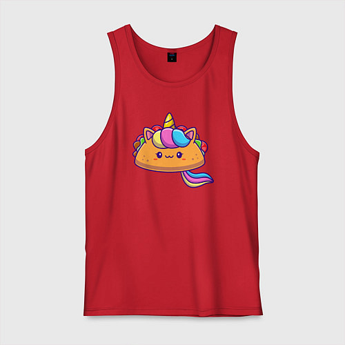 Мужская майка Тако единорог милый / Красный – фото 1