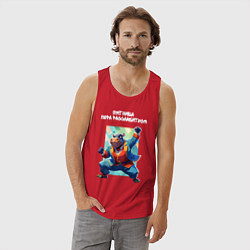 Майка мужская хлопок Офисный бегемот - пятница пора расслабиться, цвет: красный — фото 2