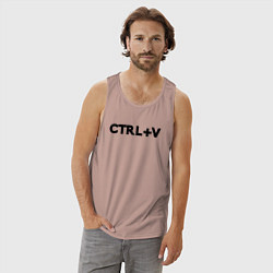 Майка мужская хлопок Иностранная надпись cntrl v, цвет: пыльно-розовый — фото 2