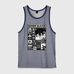 Майка мужская хлопок Величие Танджиро - Клинок рассекающий демонов, цвет: синяя тельняшка