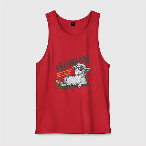 Мужская майка Chillowieczka - овечка чилит / Красный – фото 1