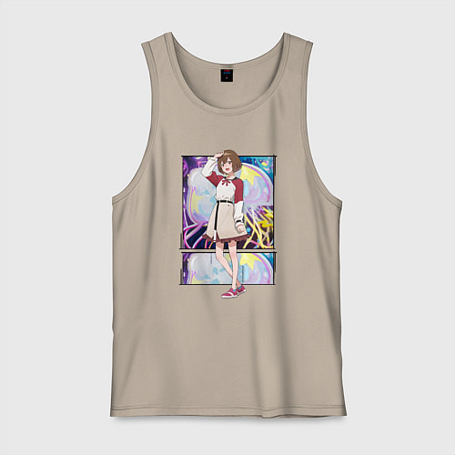 Мужская майка Махиру Кодзуки - медуза не умеет плавать в ночи / Миндальный – фото 1