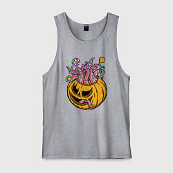 Майка мужская хлопок Осьминог в тыкве, цвет: меланж