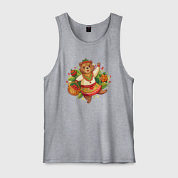 Майка мужская хлопок Русский медведь по ягоды, цвет: меланж