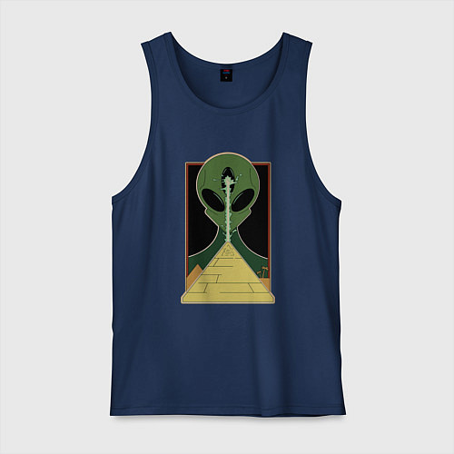 Мужская майка Инопланетянин и пирамида / Тёмно-синий – фото 1