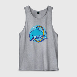 Майка мужская хлопок Весёлый дельфинчик, цвет: меланж