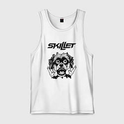 Майка мужская хлопок Skillet - rock dog, цвет: белый