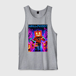 Майка мужская хлопок Halloween is coming - neon glow collaboration, цвет: меланж