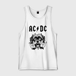 Майка мужская хлопок AC DC - rock dog, цвет: белый