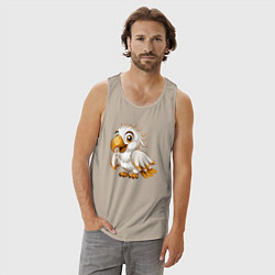 Майка мужская хлопок Белый попугай, цвет: миндальный — фото 2