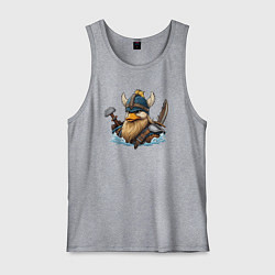 Майка мужская хлопок Утка воин викинг, цвет: меланж