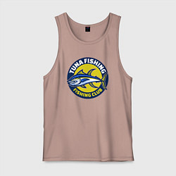 Майка мужская хлопок Рыбалка на тунца, цвет: пыльно-розовый