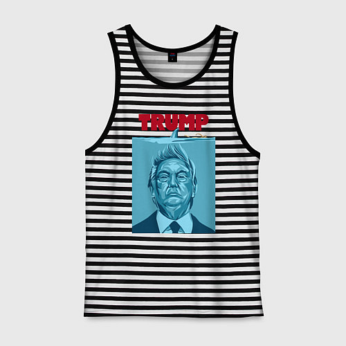 Мужская майка Трамп - челюсти / Черная тельняшка – фото 1