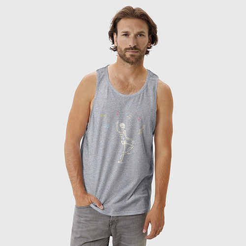 Мужская майка Скелет танцует / Меланж – фото 3