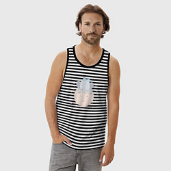 Майка мужская хлопок Elephant on the moon, цвет: черная тельняшка — фото 2