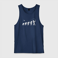 Майка мужская хлопок Эволюция рыбалки, цвет: тёмно-синий