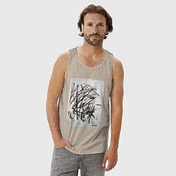 Майка мужская хлопок Abstract flow, цвет: миндальный — фото 2