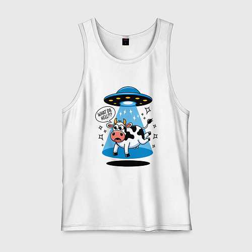 Мужская майка НЛО и корова / Белый – фото 1
