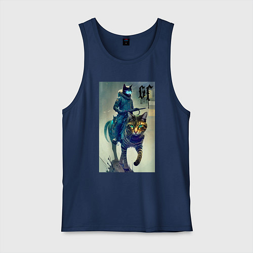 Мужская майка Cat forces - ai art fantasy / Тёмно-синий – фото 1