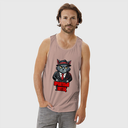 Мужская майка Крестный котец в шляпе / Пыльно-розовый – фото 3