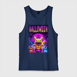 Майка мужская хлопок Pikachu - halloween vaporwave, цвет: тёмно-синий
