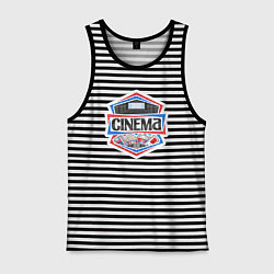 Майка мужская хлопок Кинотеатр, цвет: черная тельняшка