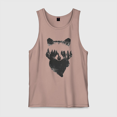 Мужская майка Лицо енота из деревьев / Пыльно-розовый – фото 1