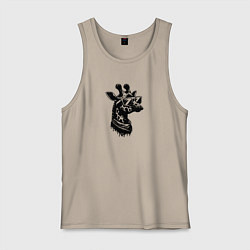 Майка мужская хлопок Хипстер жираф в очках, цвет: миндальный