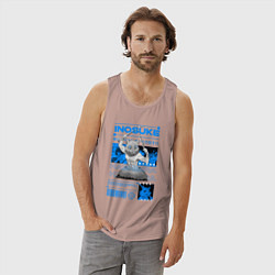 Майка мужская хлопок Клинок рассекающий демонов Inosuke, цвет: пыльно-розовый — фото 2