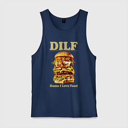 Майка мужская хлопок DILF damn I love foods, цвет: тёмно-синий