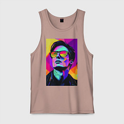 Майка мужская хлопок Портрет Дурова pop art, цвет: пыльно-розовый