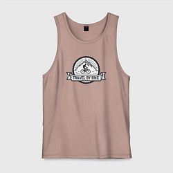 Майка мужская хлопок Путешествие на велике, цвет: пыльно-розовый