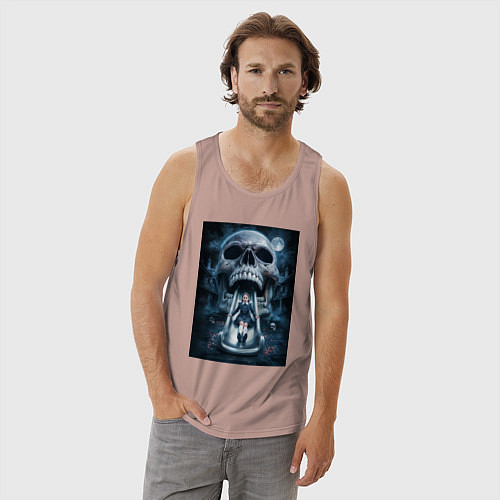 Мужская майка Череп-горка / Пыльно-розовый – фото 3