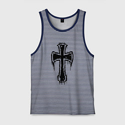 Майка мужская хлопок Крест с подтеками, цвет: синяя тельняшка
