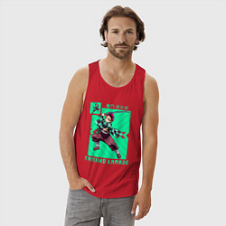 Майка мужская хлопок Герой клинок рассекающий демонов, цвет: красный — фото 2