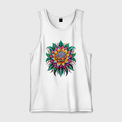 Майка мужская хлопок Узор - сказочный цветок, цвет: белый