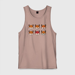 Майка мужская хлопок Эмоции лисички, цвет: пыльно-розовый