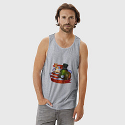 Майка мужская хлопок Мудрость и Печаль - Сэр Троглодит, цвет: меланж — фото 2