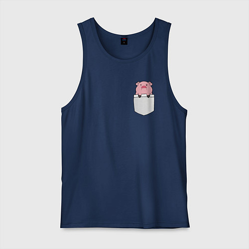 Мужская майка Розовый поросенок в кармане / Тёмно-синий – фото 1