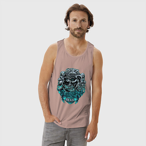 Мужская майка Крутой медведь Bear неон / Пыльно-розовый – фото 3