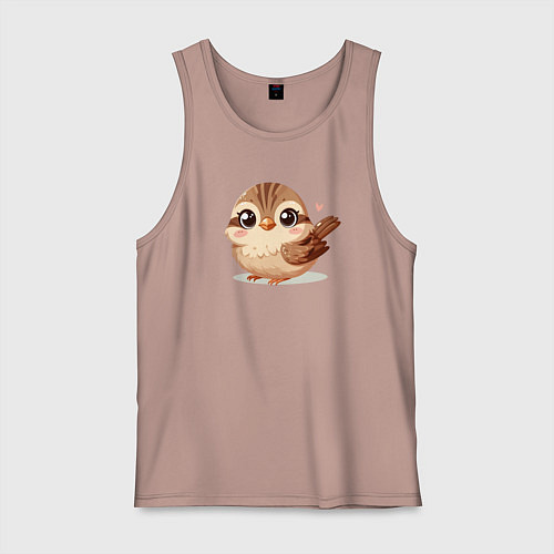 Мужская майка Милый воробушек с сердечком / Пыльно-розовый – фото 1