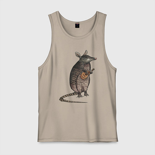 Мужская майка Броненосец с укулеле / Миндальный – фото 1