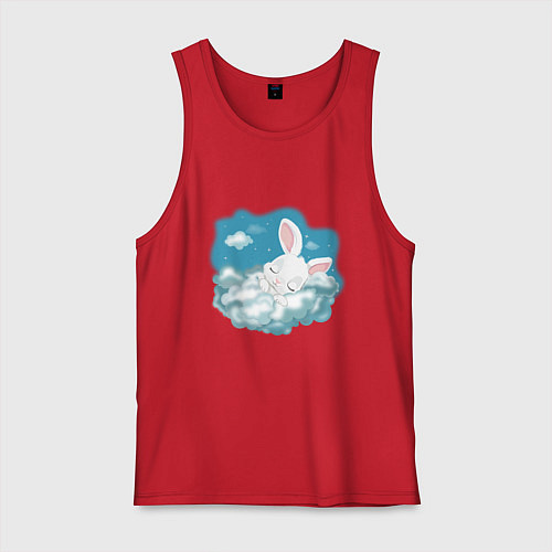Мужская майка Зайчик спит на облаках / Красный – фото 1