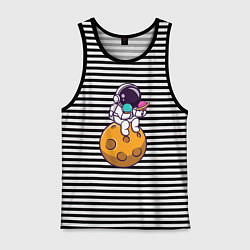 Майка мужская хлопок Лунное мороженое, цвет: черная тельняшка