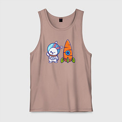 Майка мужская хлопок Зайка астронавт, цвет: пыльно-розовый