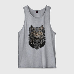 Майка мужская хлопок Кот викинг, цвет: меланж