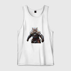 Майка мужская хлопок Viking strong cat, цвет: белый